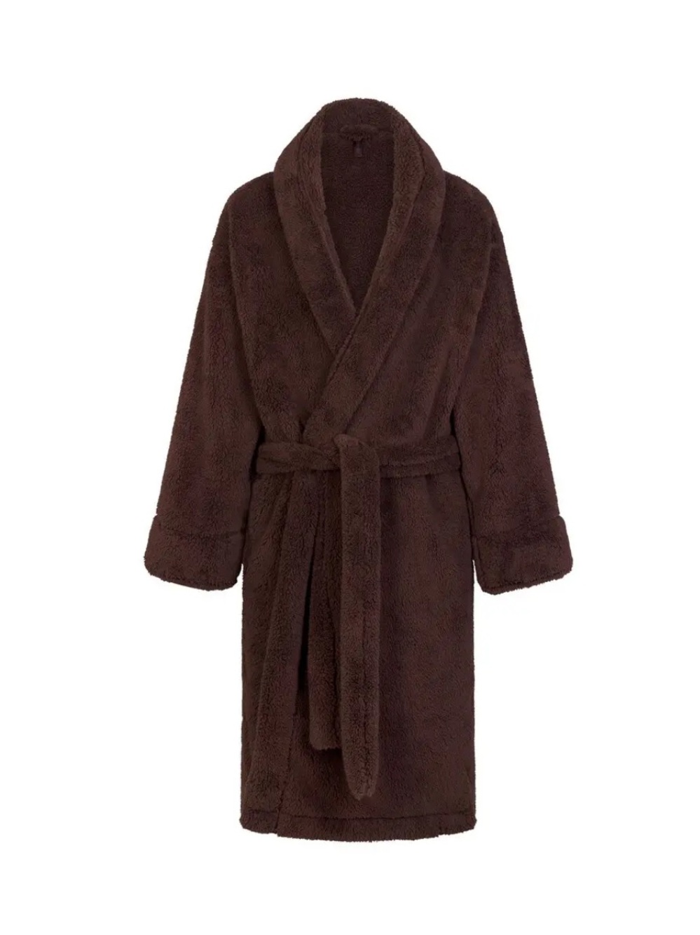 SKIMS Plush Shawl-Collar Bathrobe in Brown Sz XS/S